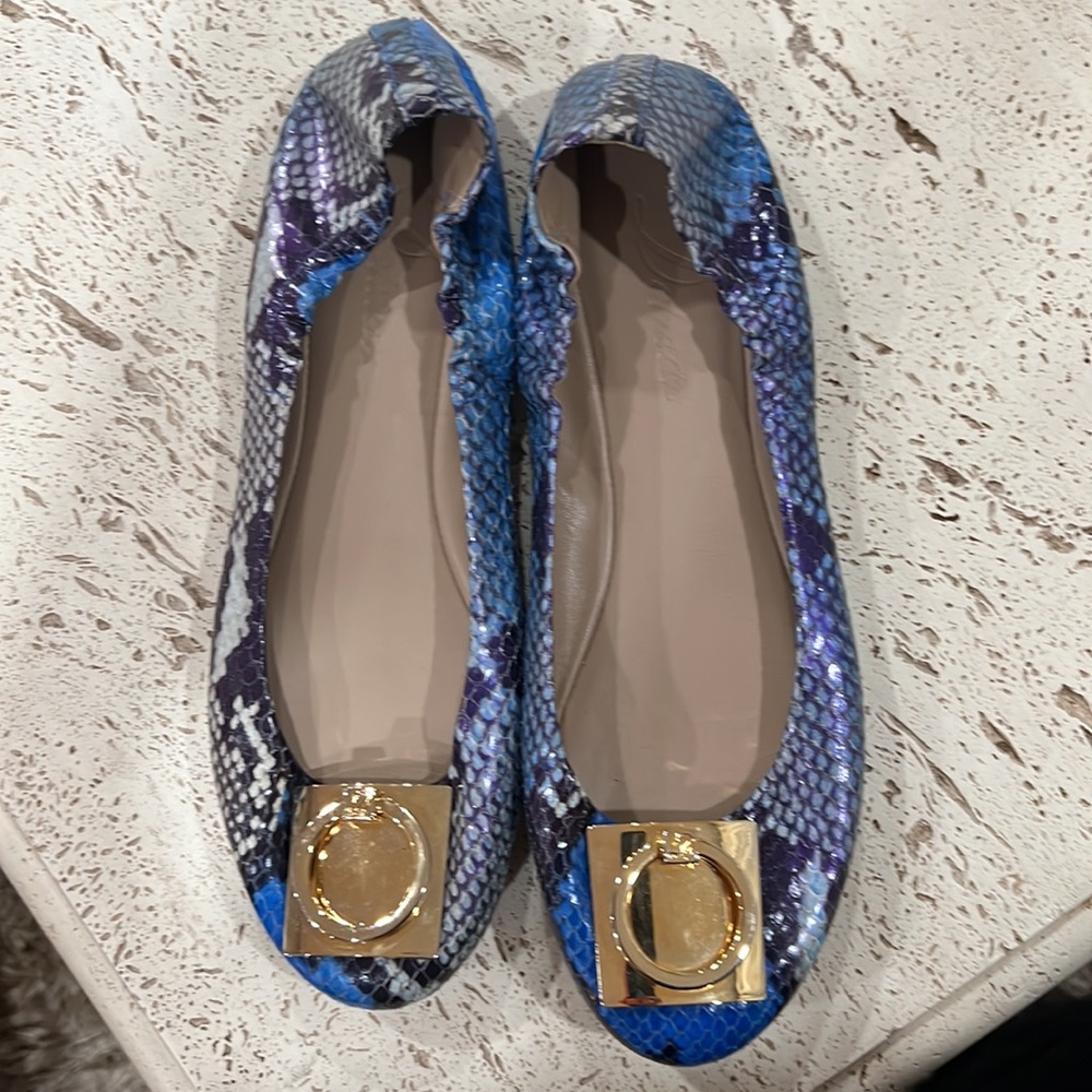 Delman Flats Shoes Python Leather Outside Beautif… - image 2